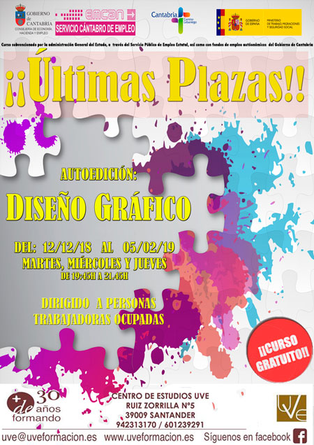 ¡Últimas plazas para el curso gratuito de Diseño Gráfico!