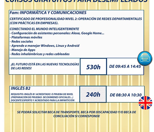 Nuevos Cursos gratuitos para desempleados
