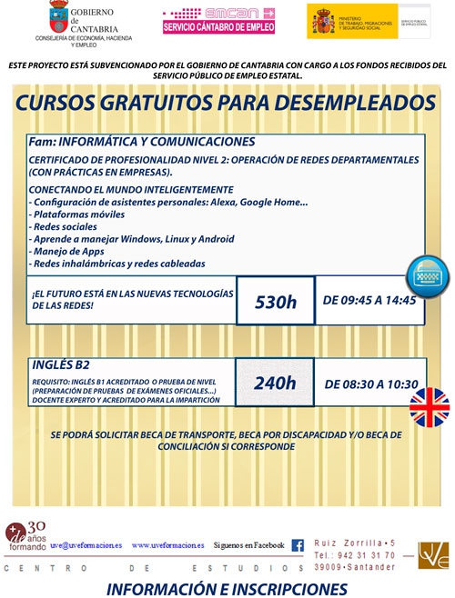 Nuevos Cursos gratuitos para desempleados