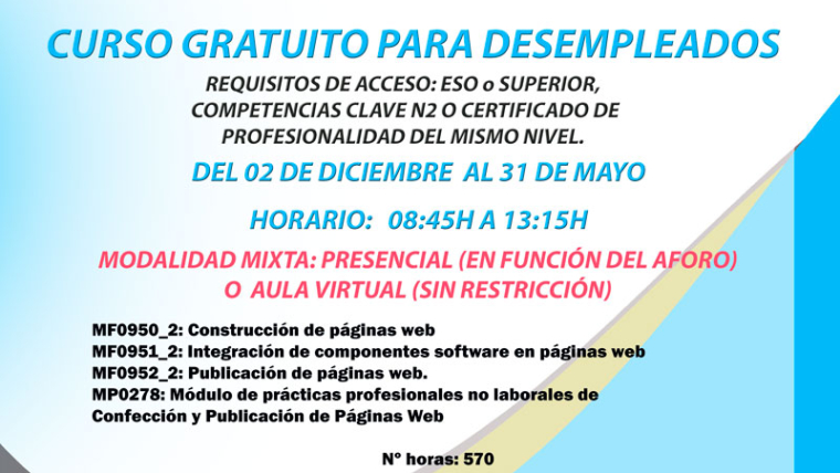 Curso gratuíto de Confección y Publicación de Páginas Web